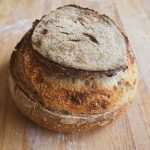 sourdough bread on a wooden cutting board