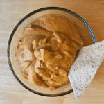 glass bowl with dip and one chip