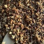 salted caramel granola on a baking tray