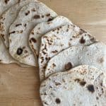 sourdough tortillas in a fan formation