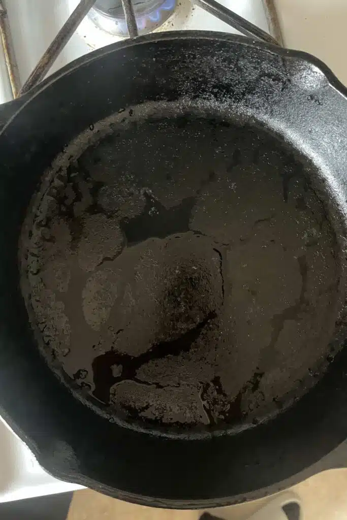 wet cast iron pan
